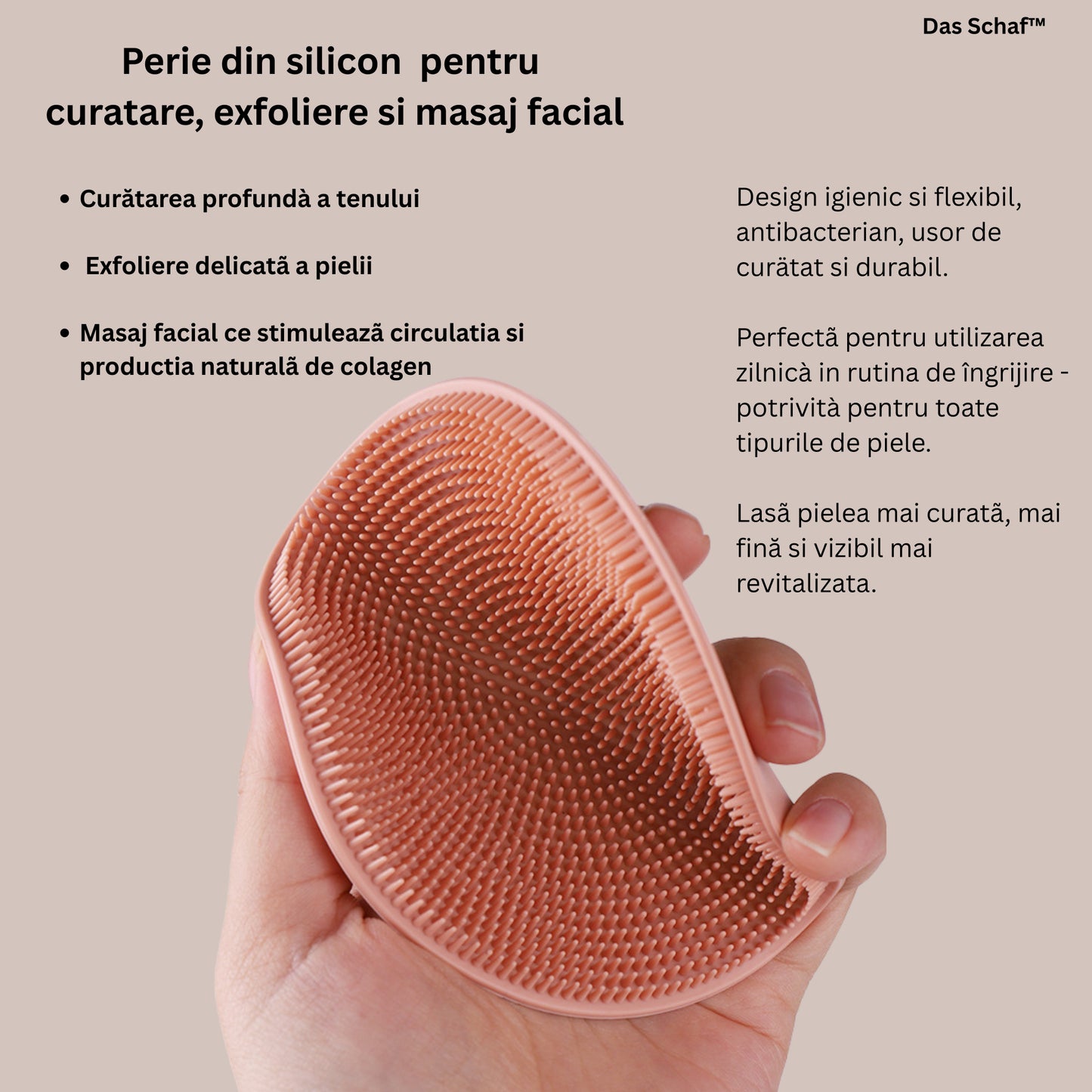 Geantă de cosmetice pliabilă Das Schaf™ - include perie facială din silicon, toc pensule si tăviță organizatoare