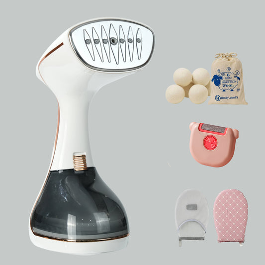 Aparat de călcat vertical portabil cu abur Das Schaf™ Steamer 1780W -  include perie electrică 3-în-1, bile de lână naturale, mănușă termorezistentă